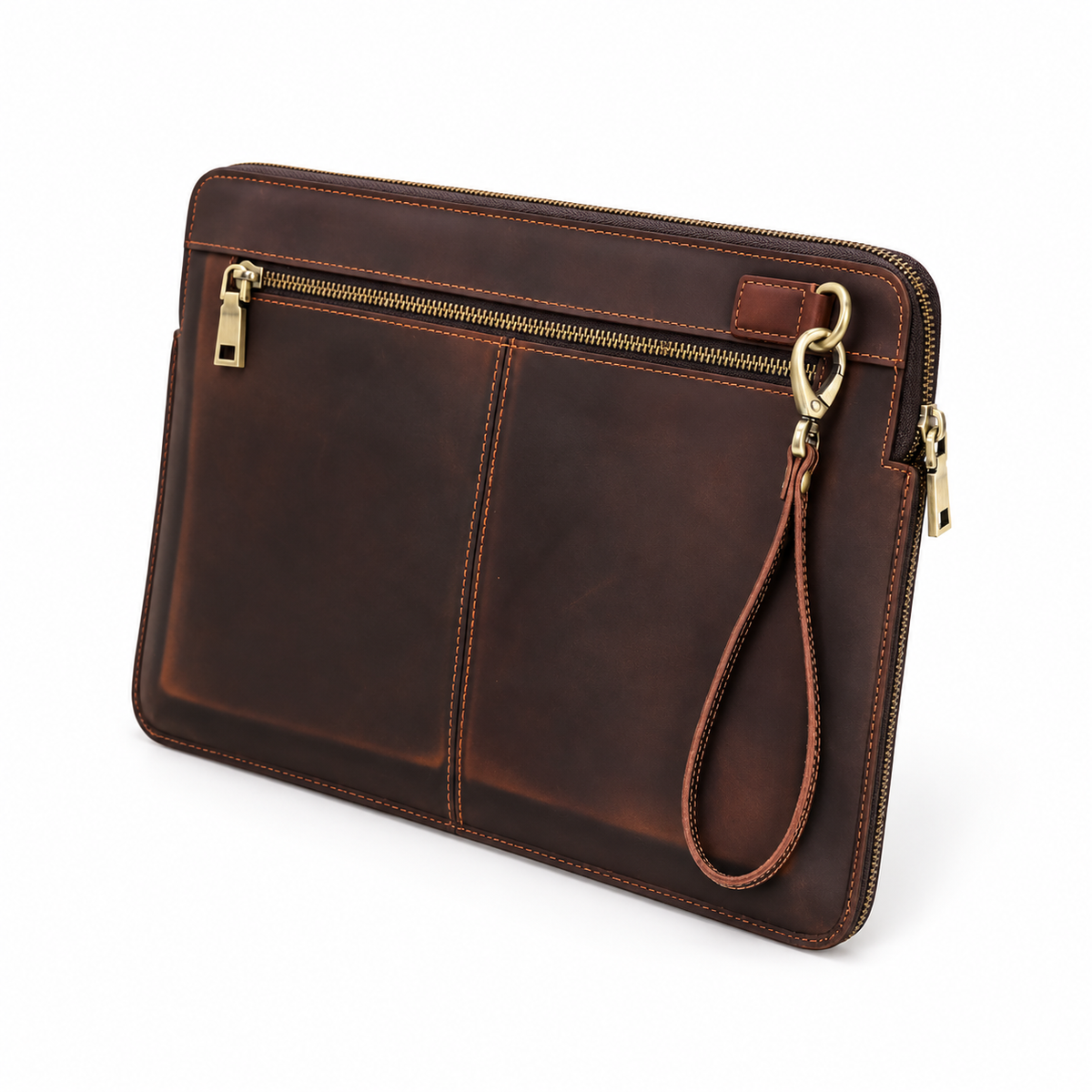 Classic Brown Leather MacBook Sleeve Case