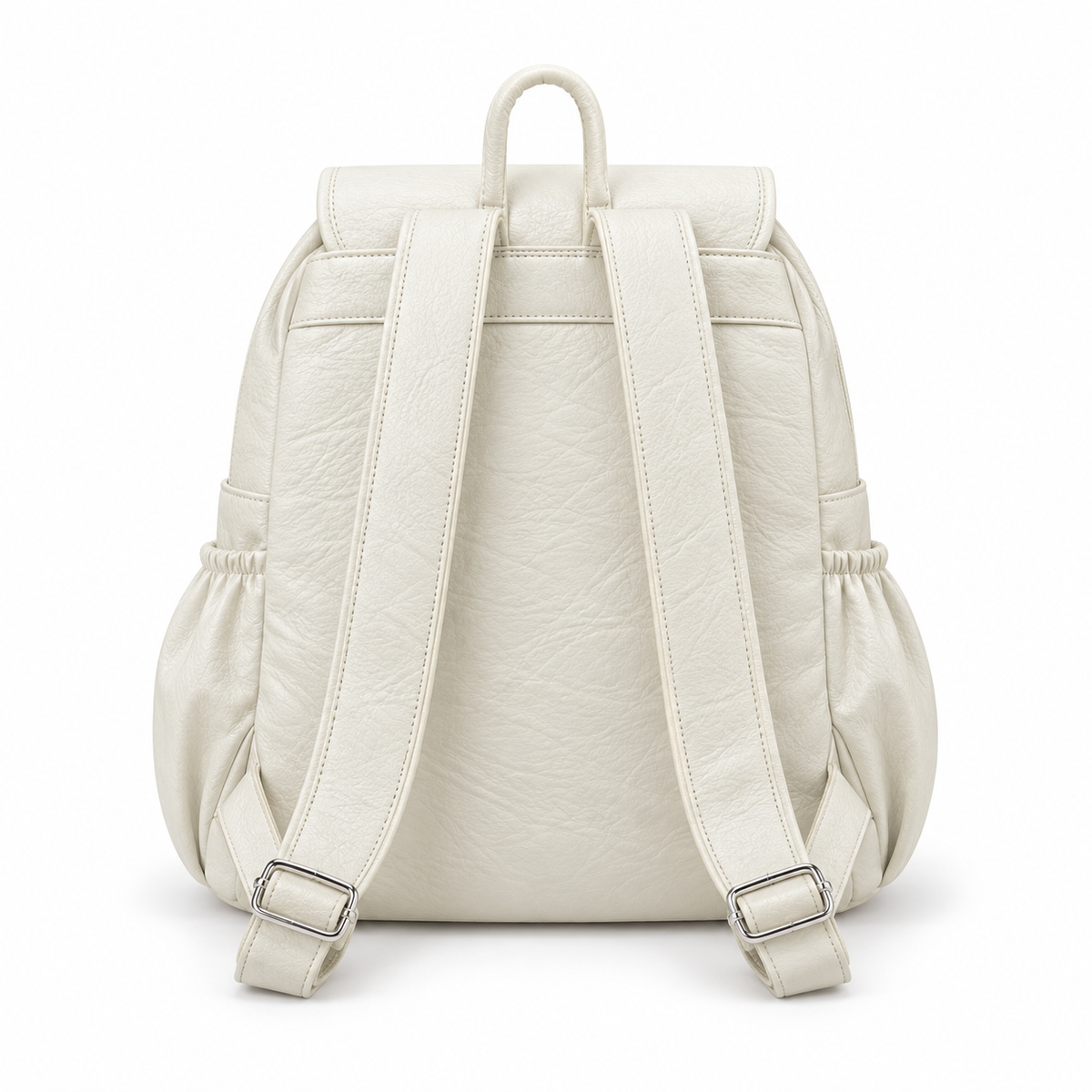 Elegant Ivory Backpack With Zippered Pockets