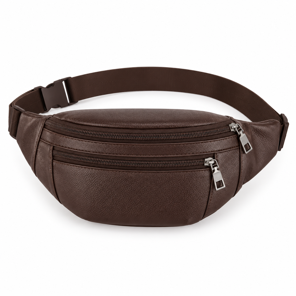 Coffee Brown Textured Adjustable Waist Bag