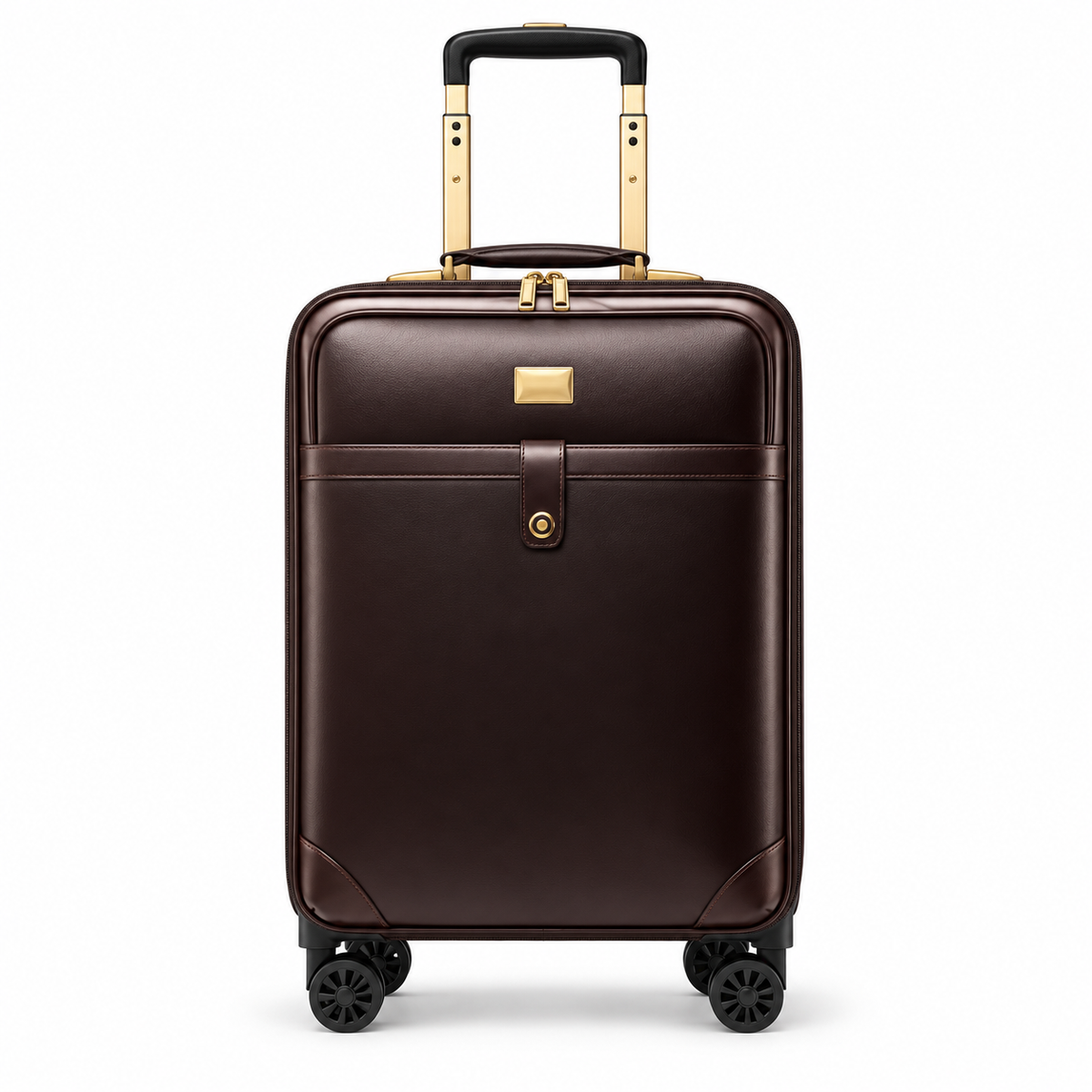 Brown Leather Trolley Suitcase For Business
