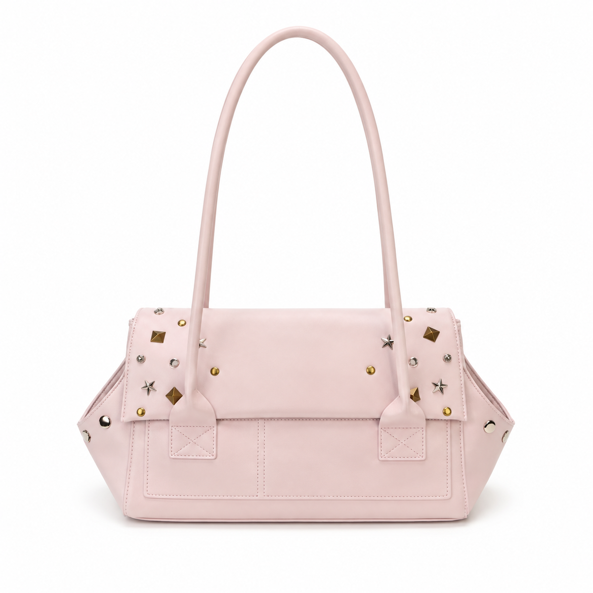 Vintage Blush Pink Star Studded Shoulder Bag