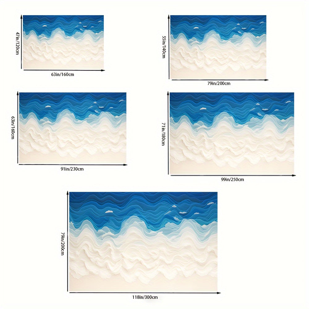 This Is a Large Floor Mat Designed with a Beautiful Seawater Beach Pattern, Featuring a Easy Style And Exquisite Hemming. It Is Made of Faux Cashmere with a Weight of 1200G Per Square Meter And a Thickness of 8.6Mm. The Rug I