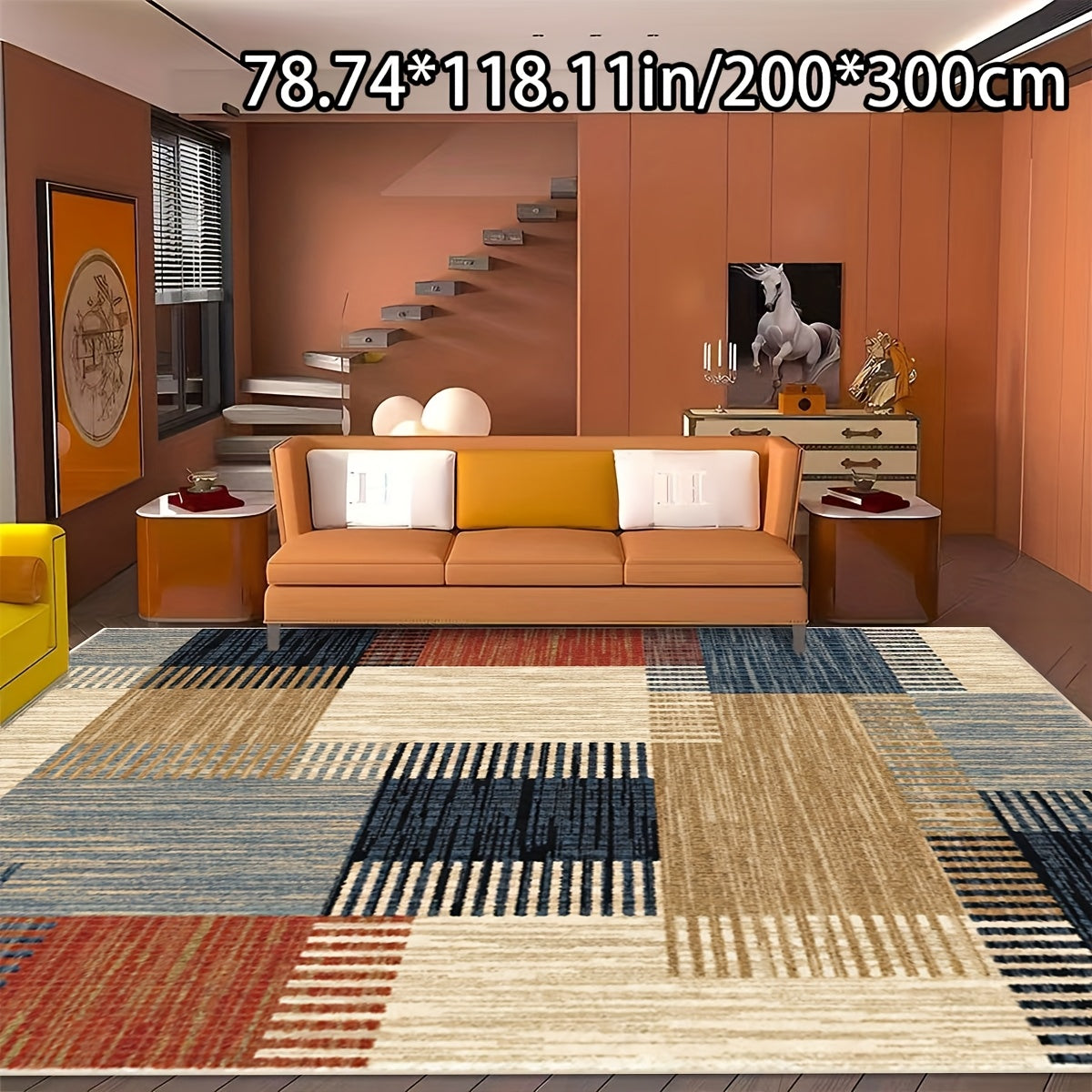 [Launch ][Golden Velvet + 1.76 LB Per Square Meter + Non-Slip Point Plastic Bottom + Bottom Point Plastic Pattern Craftsmanship]1pc Golden Velvet Home Decor Modern Abstract Geometric Pattern Versatile Decorative Style
