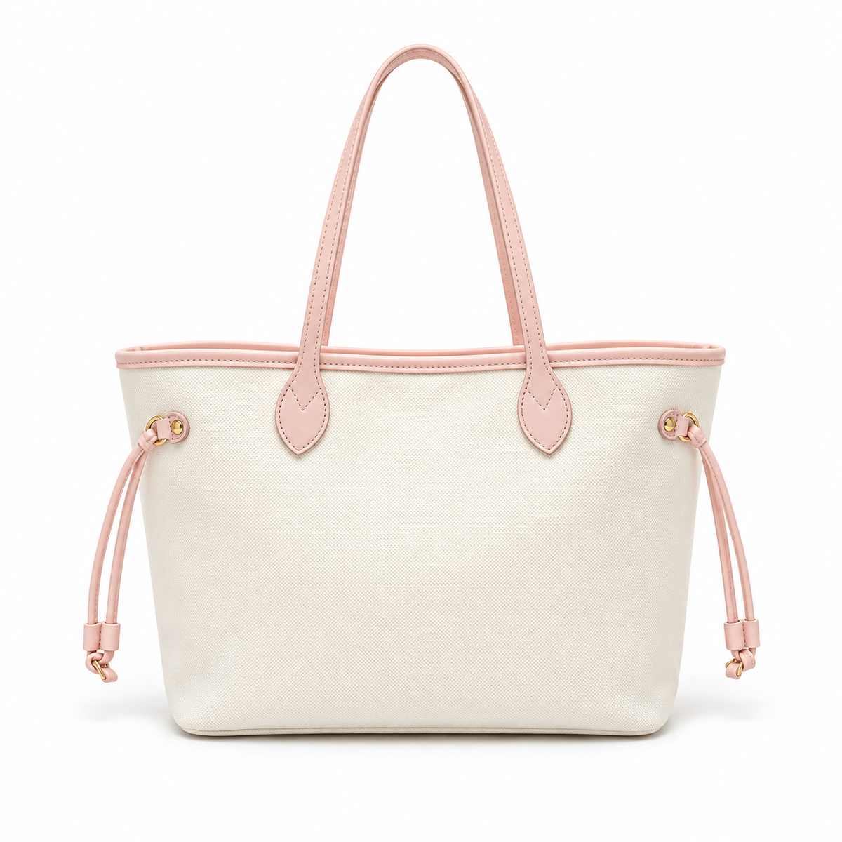 Elegant Vegan Cream Tote Pink Trim