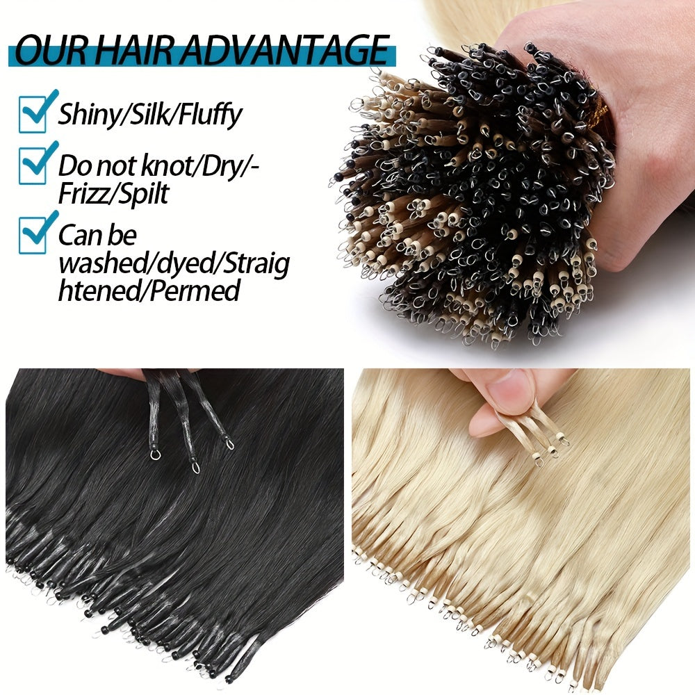 16-24 Inch Nano Ring Hair Extensions Human Hair Highlight Nano Link Hair Extensions