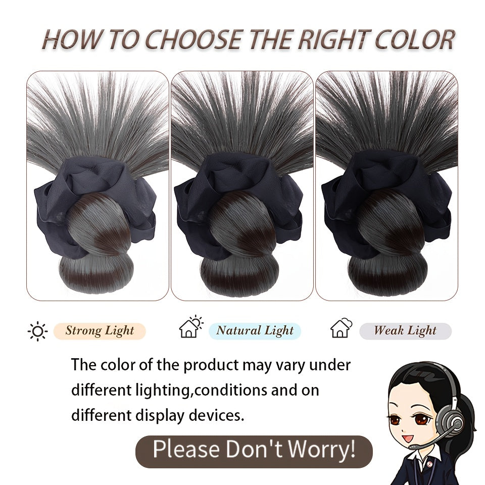 Synthetic Hair Bun Headband Claw Clip in Chignon Hairpieces for Women Fluffy Hair Flower Hair Elastic Band Hair Accessories Black Brown