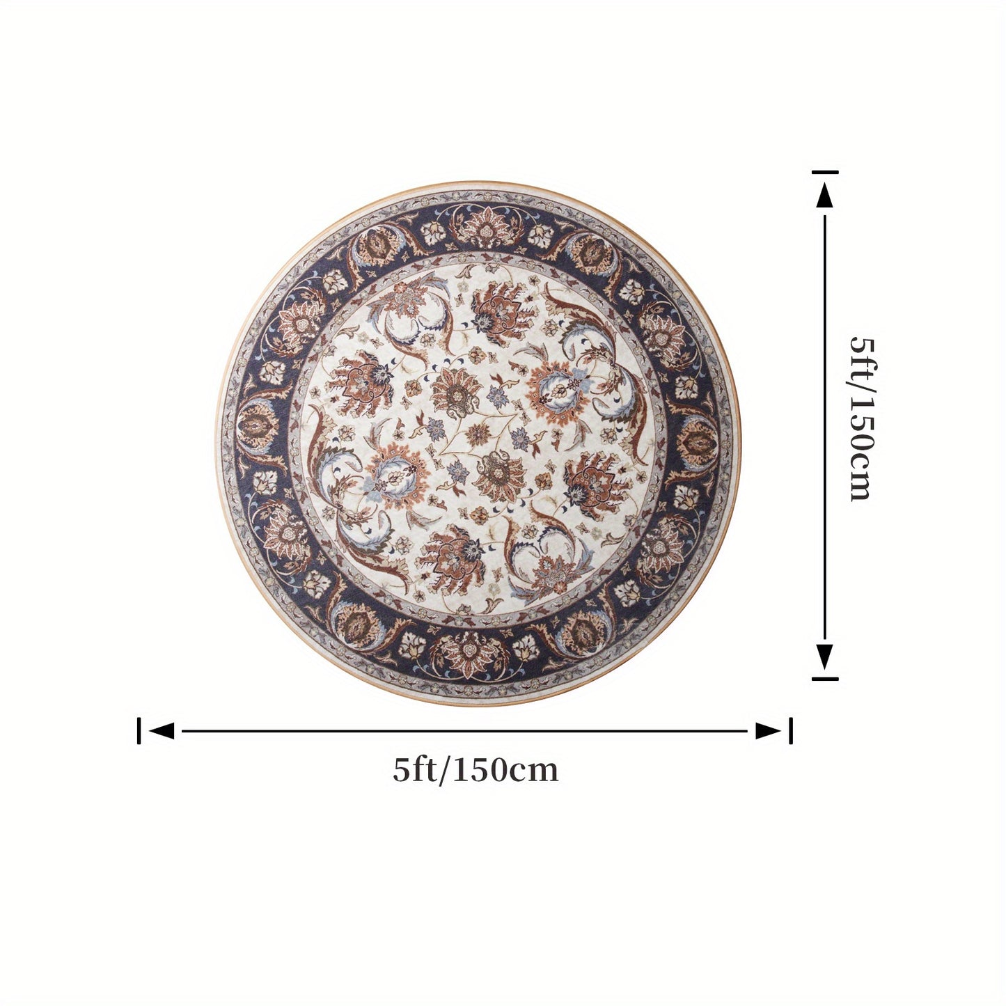 Retro imitation cashwool round Carpet is super soft and machine washable, Rugs suitable for home decoration, living room, bedroom, office