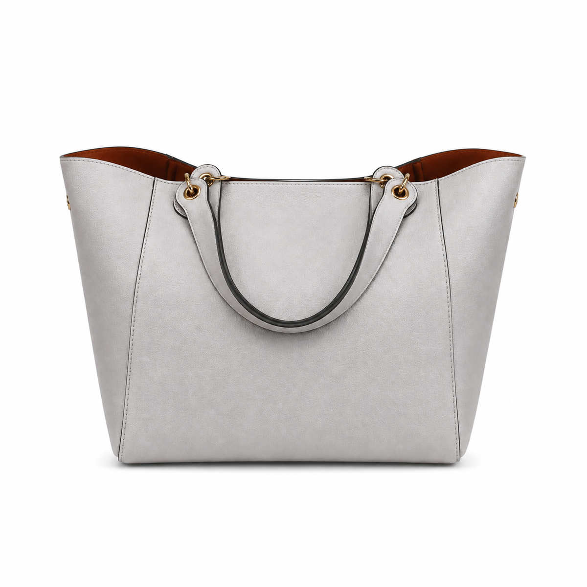 Elegant Light Grey Structured Tote Handbag