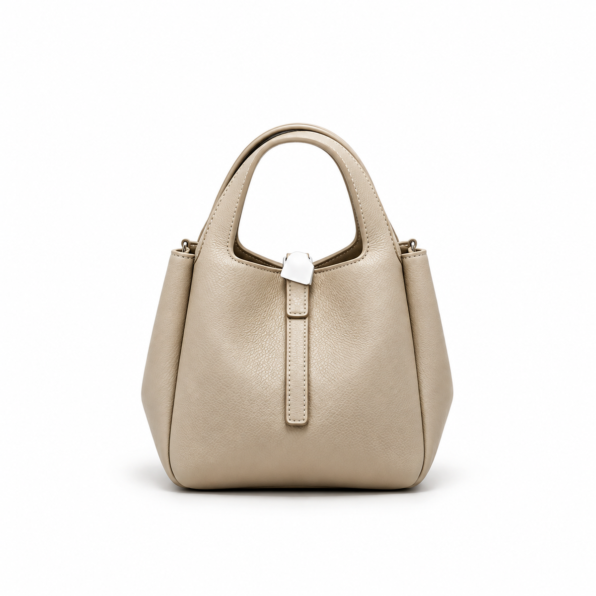 Elegant Pebbled Leather Structured Tote Handbag