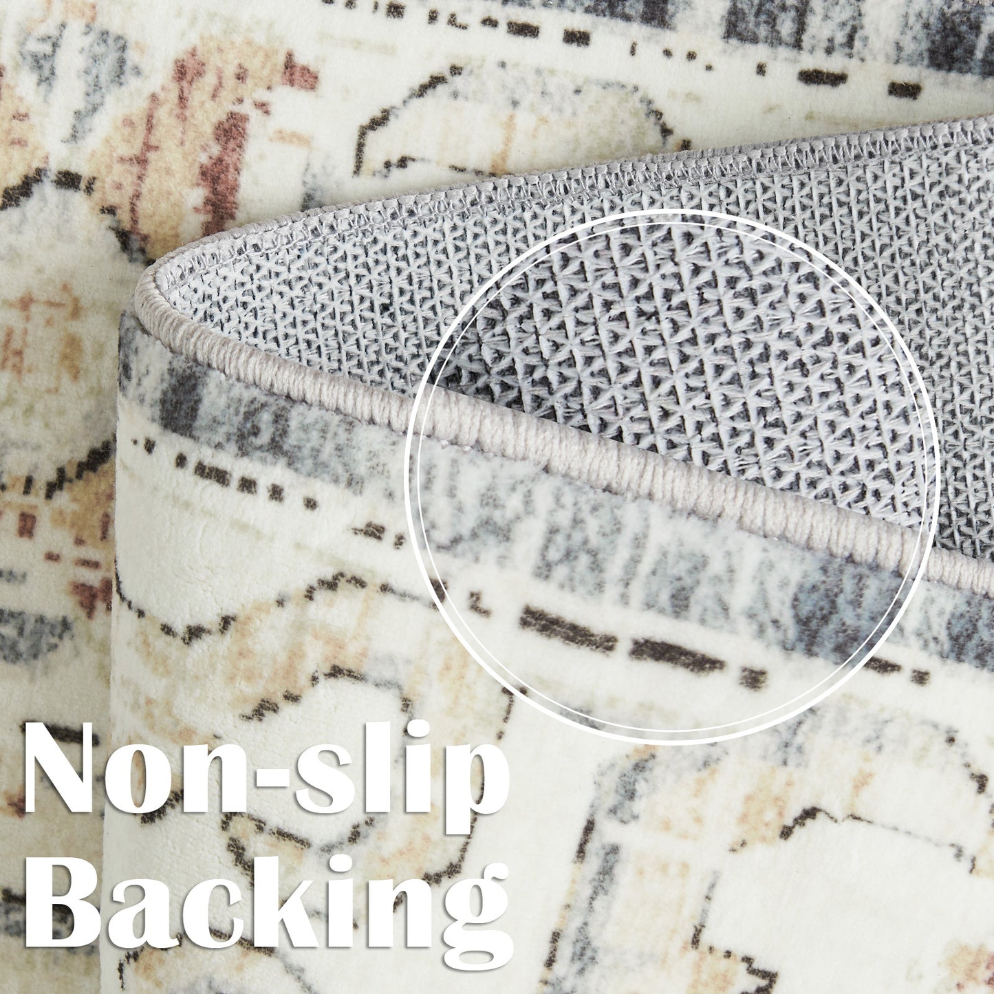 Area Rug, Vintage Carpet, Non Slip, Washable, Lightweight, Faux Wool, For Living Room, Bedroom, Kitchen, Office, Dining Room, Home Decor