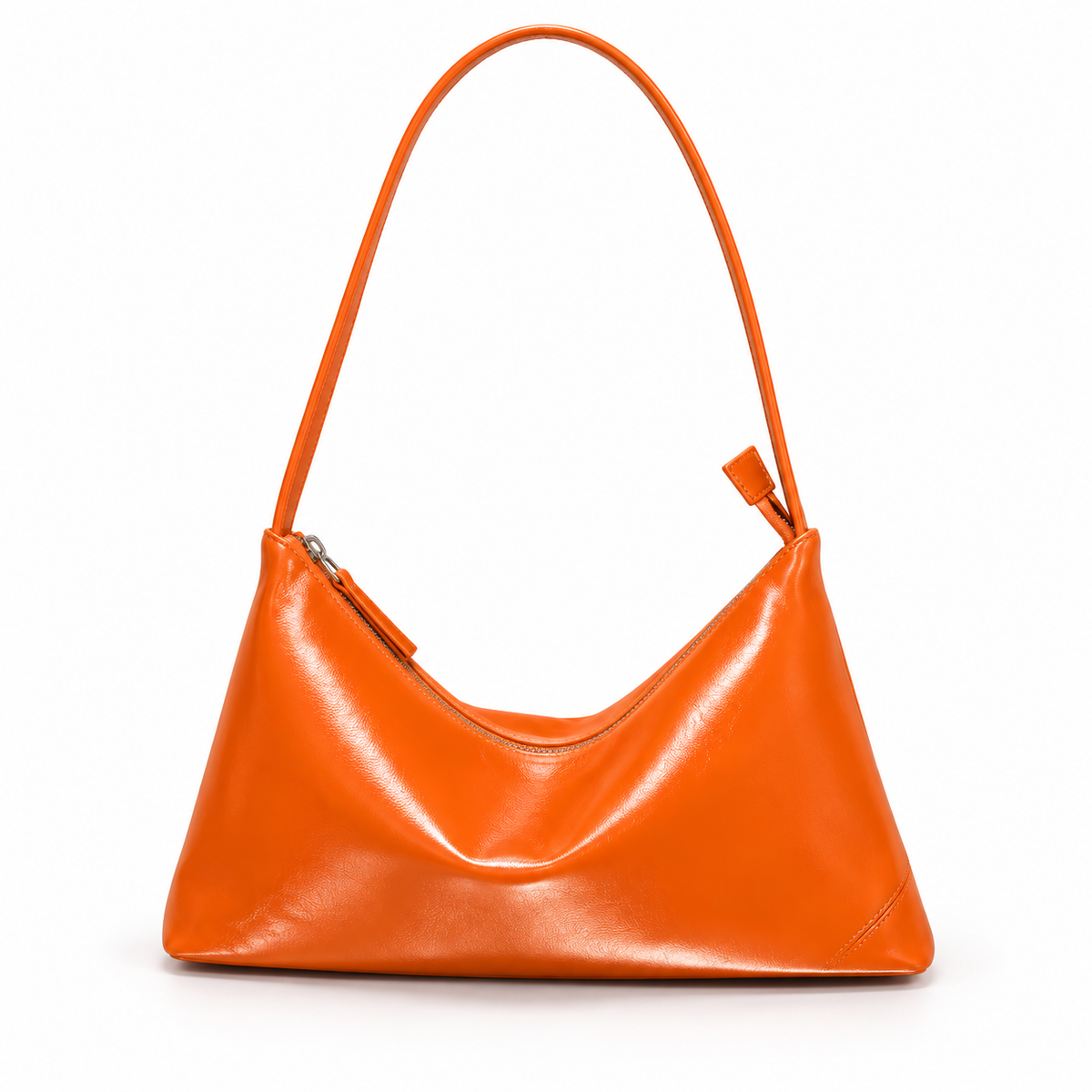 Chic Orange Slouchy Zipper Shoulder Bag