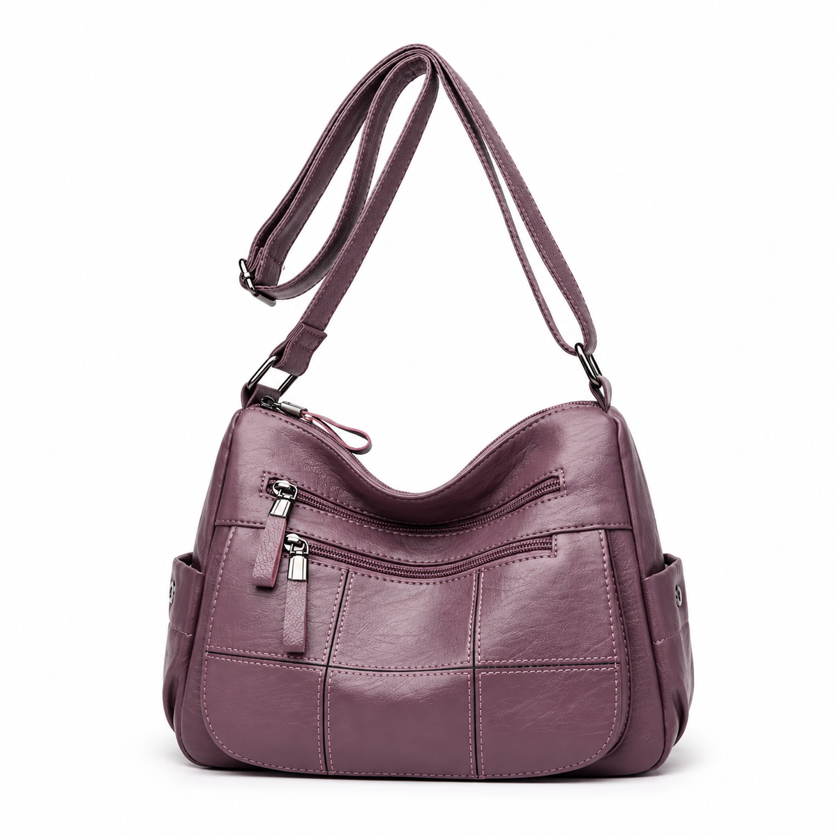 Elegant Mauve Multi Pocket Crossbody Bag
