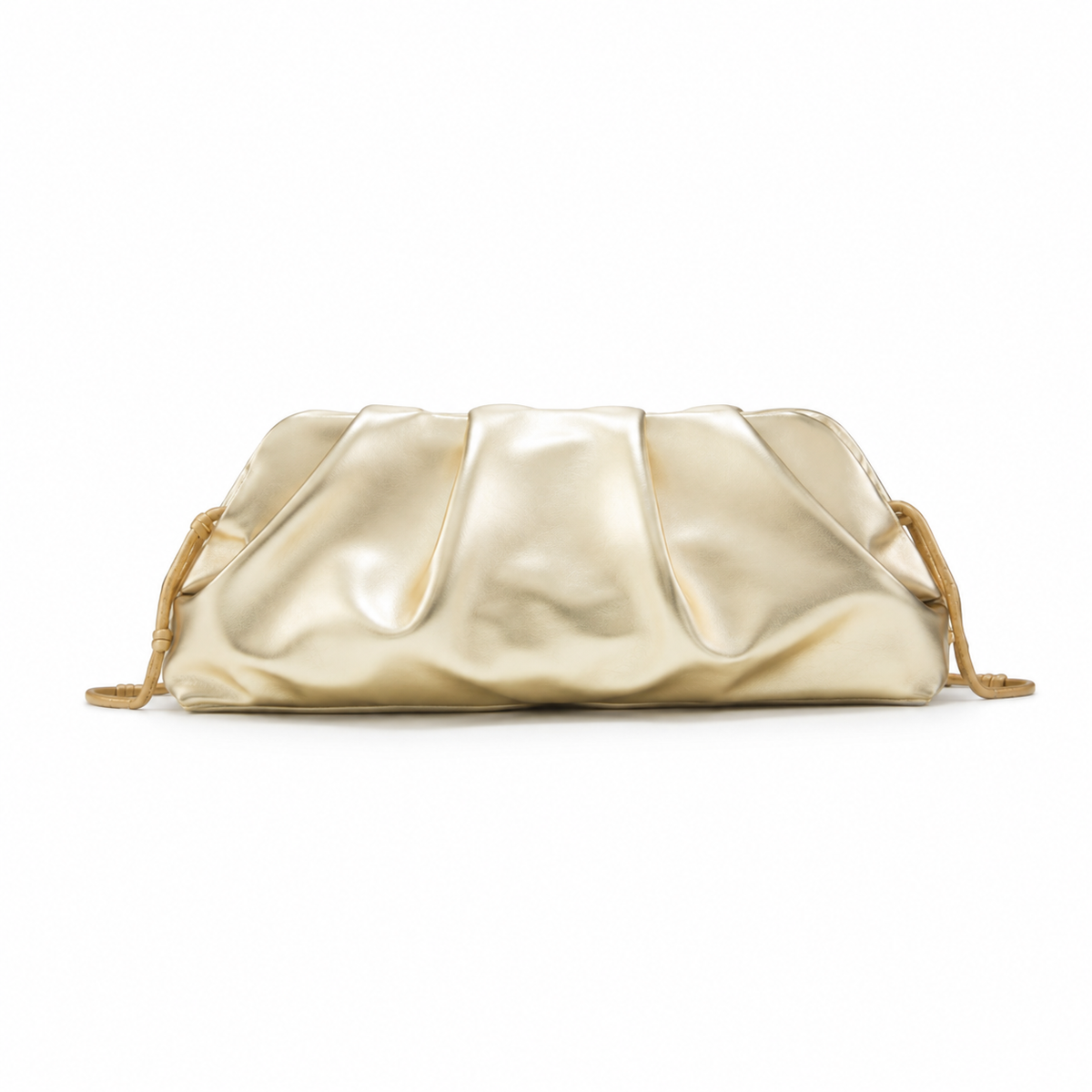 Champagne Gold Ruched Pouch Clutch Bag