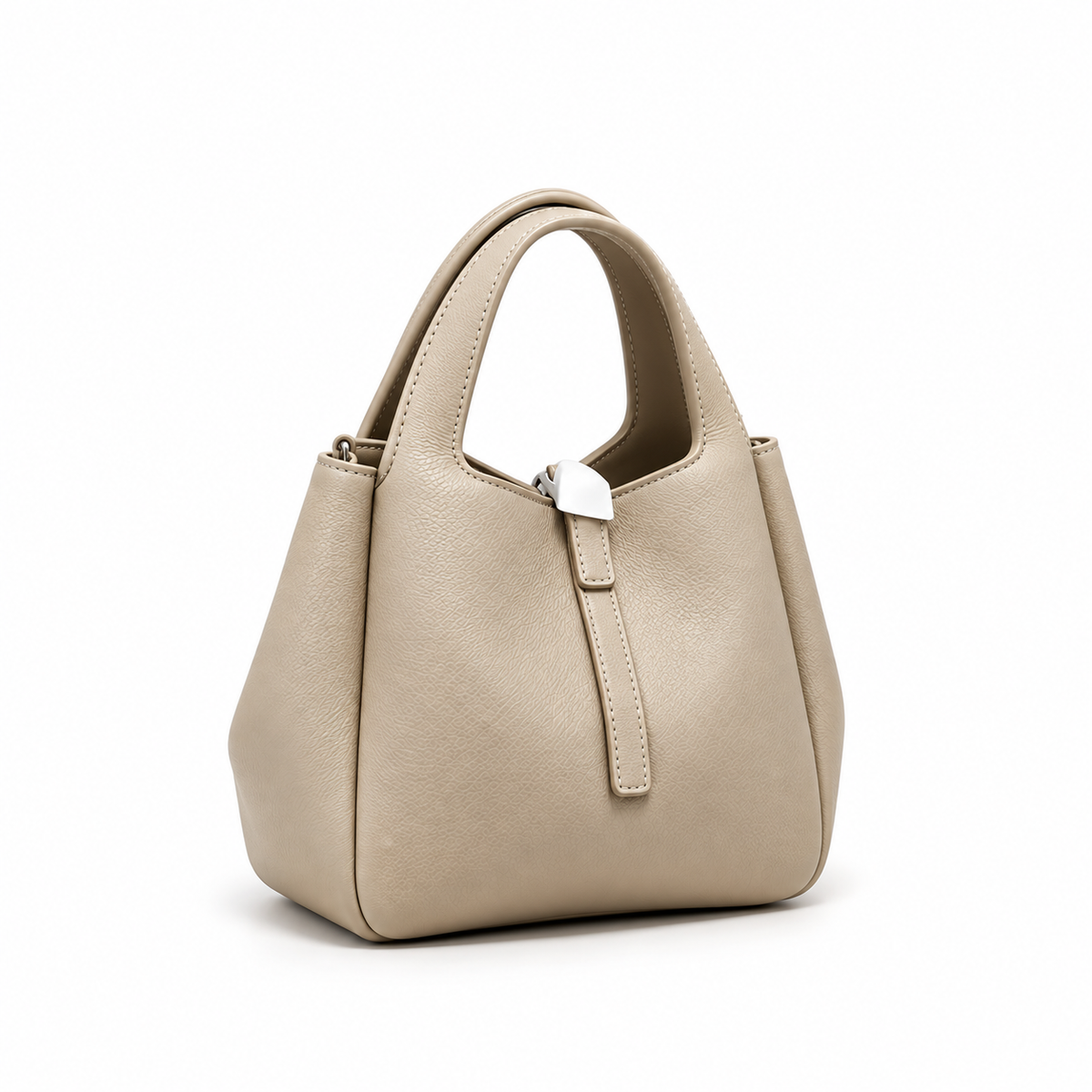 Elegant Pebbled Leather Structured Tote Handbag