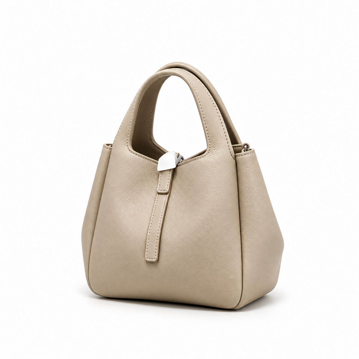 Elegant Pebbled Leather Structured Tote Handbag