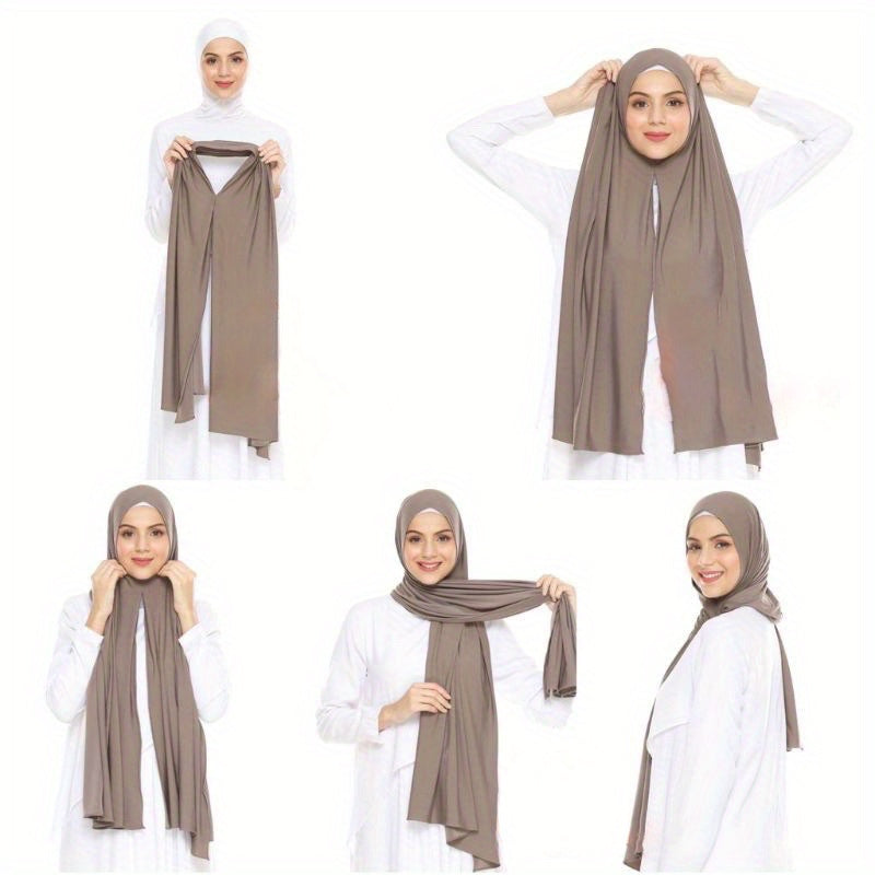 Women's Elegant Stretch Muslim Khimar Abaya - Soft, Stretchy & Breathable Full Coverage Hijab, - for Ramadan, Everyday, Travel, Work - - Easy Care (Hand Wash/Dry Clean)