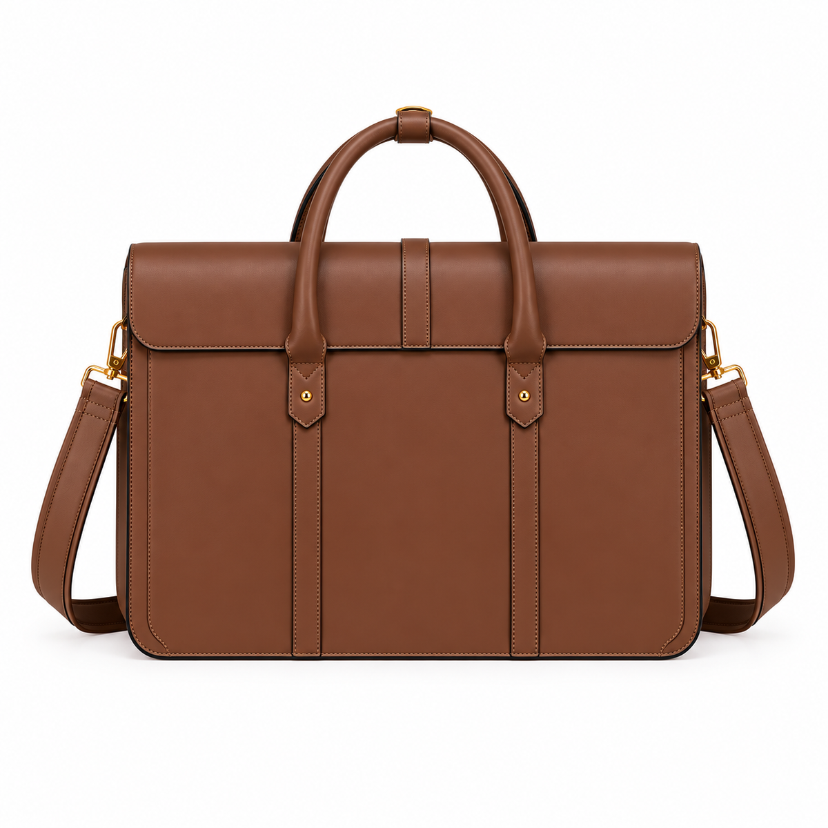 Brown Leather Laptop Bag With Bow