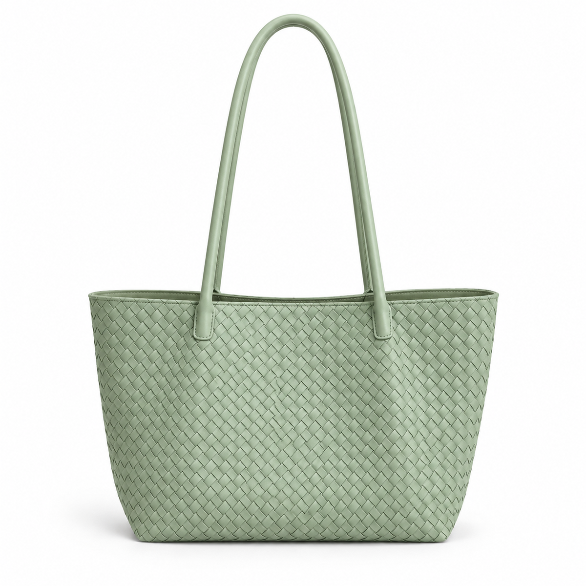 Sage Green Woven Heart Charm Tote