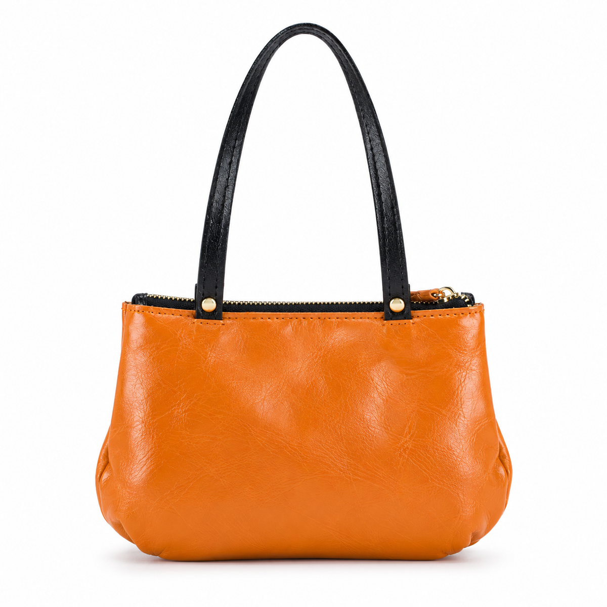 Orange Kiss Lock Double Handle Clutch