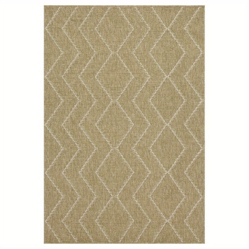 Earth Collection Jute White Indoor/Outdoor Area - 7x10ft, Diamond Pattern, Stain-Resistant Polypropylene, & Pet-Friendly, Easy Clean, Outdoor Decor, Contemporary Design Medium Rugs