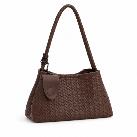 Mud Colour Woven Braided Shoulder Bag