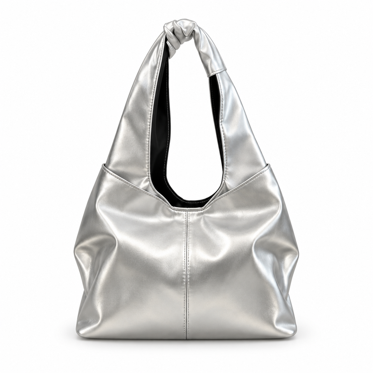 Metallic Bow Knot Silver Shoulder Bag