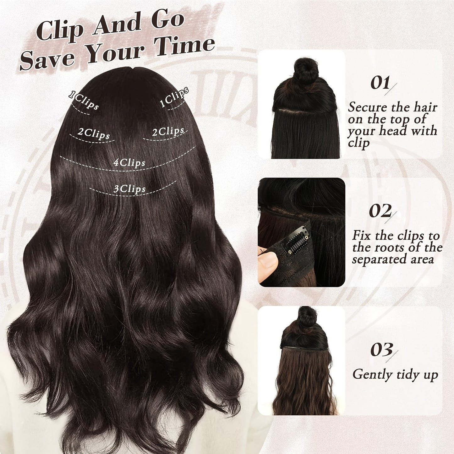 20 Inch Wavy Clip In Hair Extensions For Women