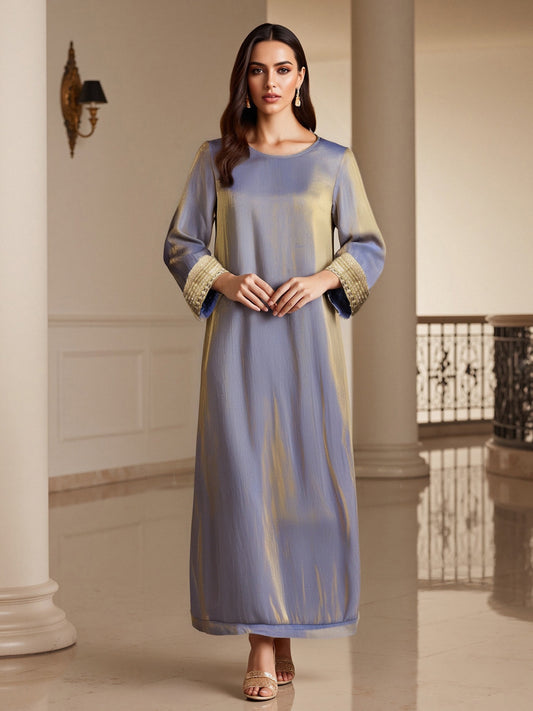 Women's Islamic Arabic Abaya Dress - Long Sleeve Elegant Muslim Dress with Floor-length Coverage, Loose Swing skirts for Everyday & Special Occasions