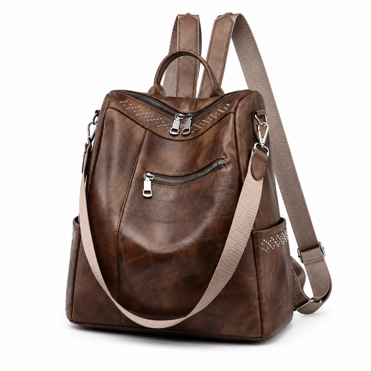 Vintage Coffee Convertible Backpack Shoulder Bag
