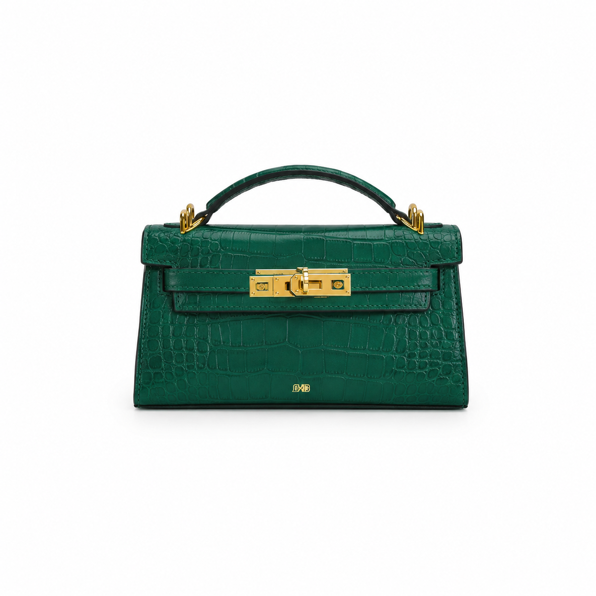 Emerald Crocodile Leather Top Handle Handbag