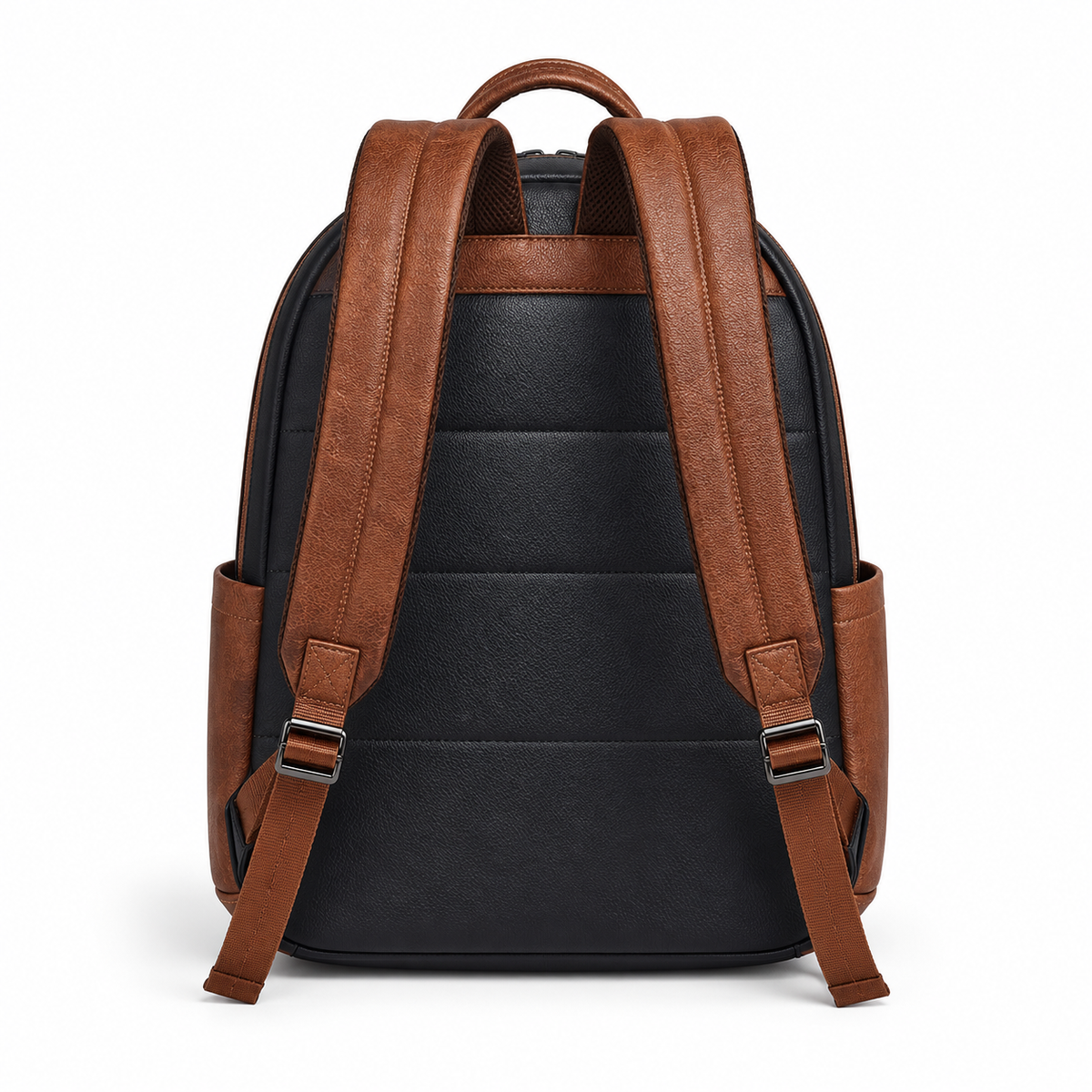 Black Brown Vegan Leather Travel Backpack