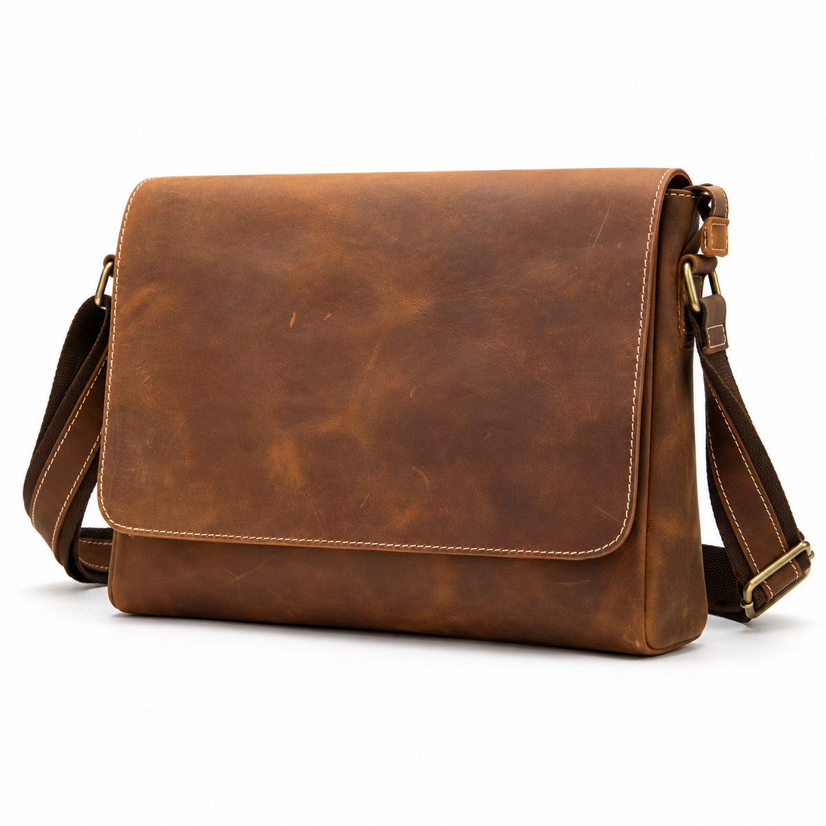 Vintage Brown Leather Laptop Messenger Bag