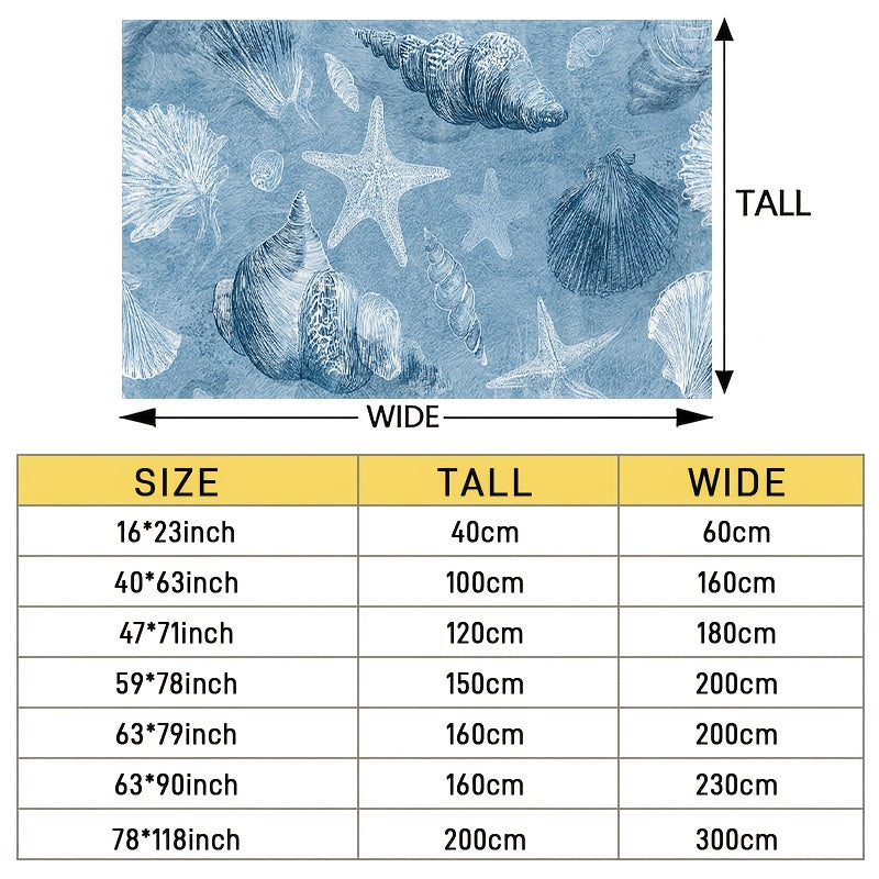 [JIT]1pcs, Velvet Carpet, Seashell & Starfish Coastal Decorative Carpet, Living Room Carpet, Home Decoration Carpet, Room Decoration Carpet, Holiday Decoration Carpet, Halloween Decoration Carpet, Christmas Decoration Carpet