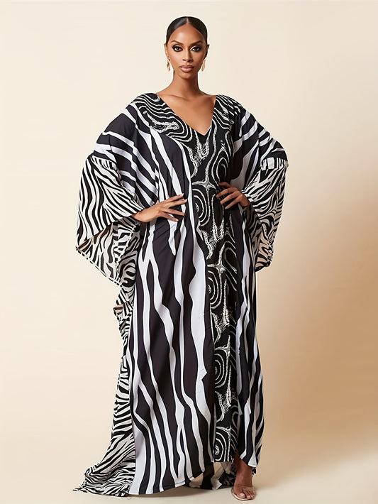 Women'S Kaftan Dresses, Colorful Print Mrs Roper Caftan, Bathing Suit Cover Ups Beach Dresses