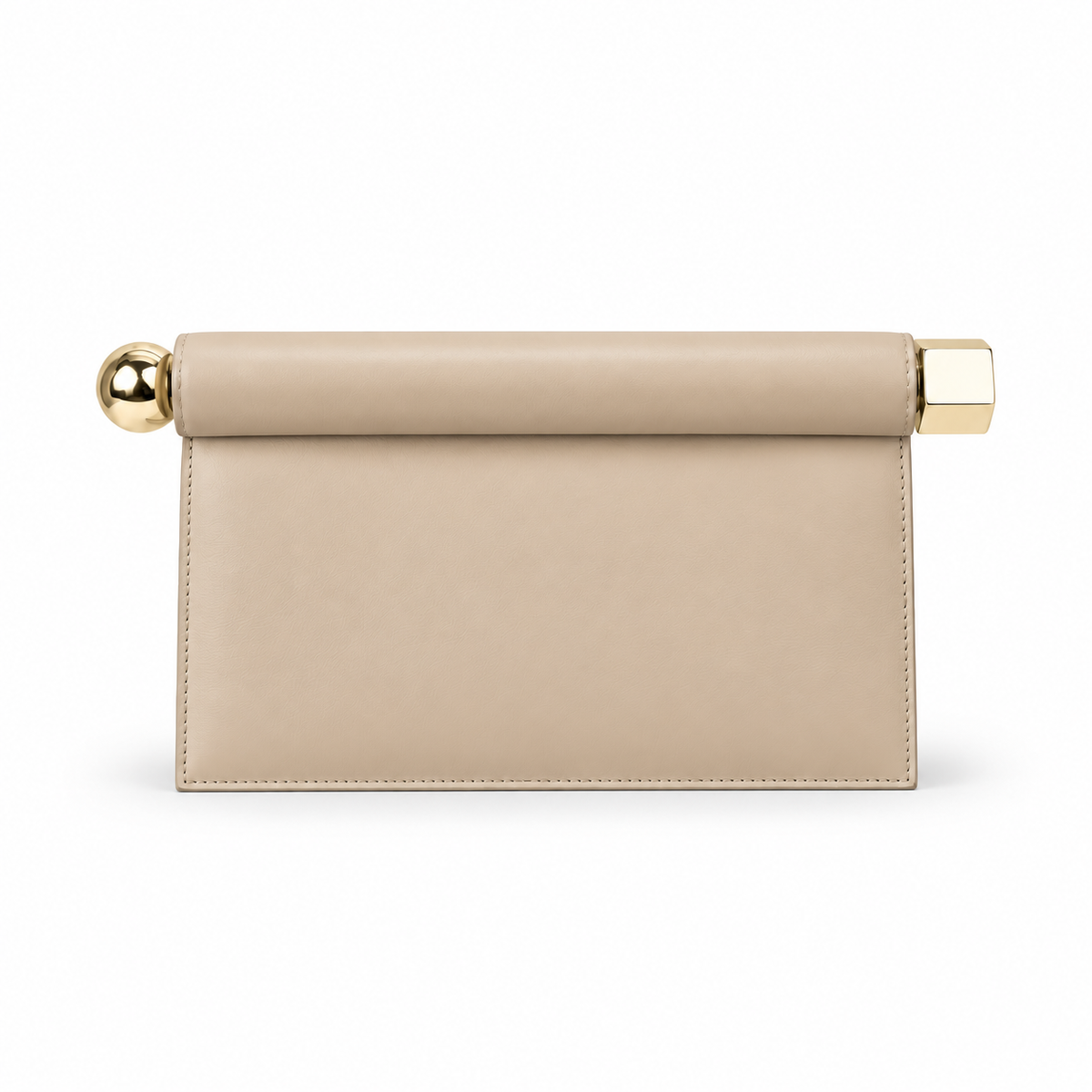Elegant Beige Leather Evening Clutch Bag