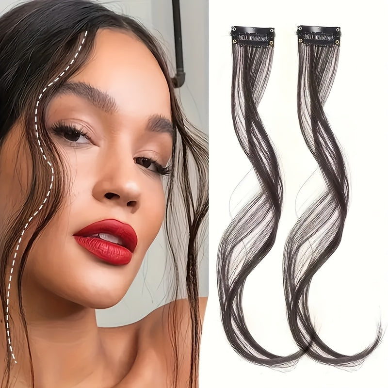 2pcs Cool Light Blonde Wavy Curly Long Side Clip-In Bangs
