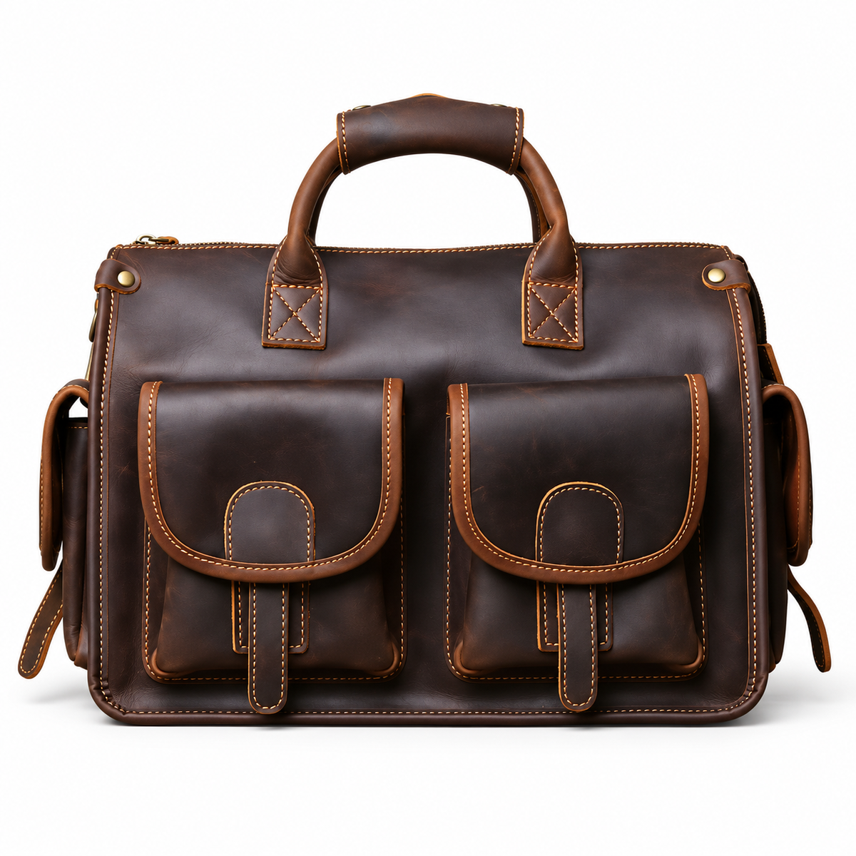 Classic Dark Brown Multi Pocket Briefcase