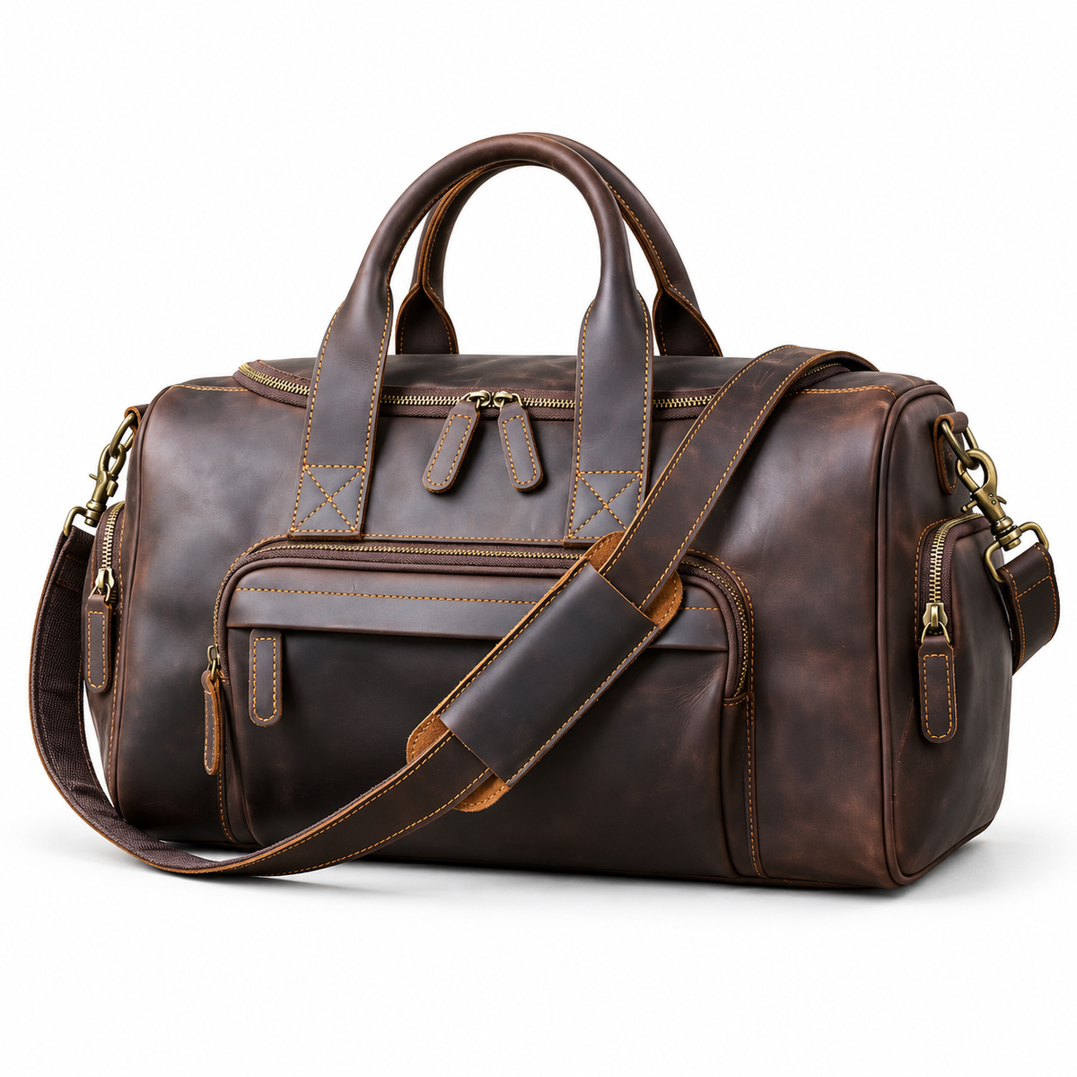 Classic Brown Overnight Duffel Travel Bag