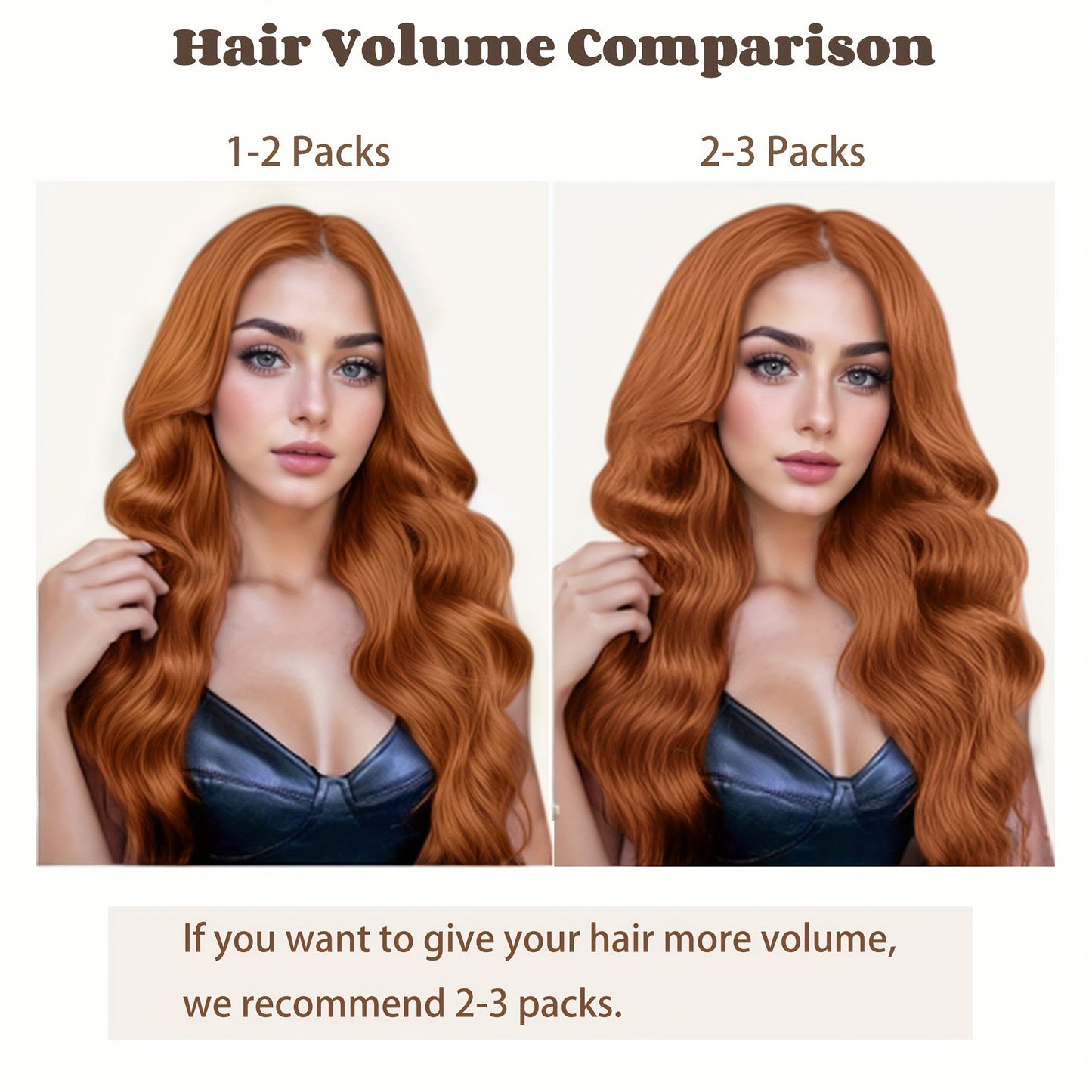 Meiverah Body Wave Clip-In Human Hair Extensions in Copper Red Shade, Made from Virgin Hair with Double Weft