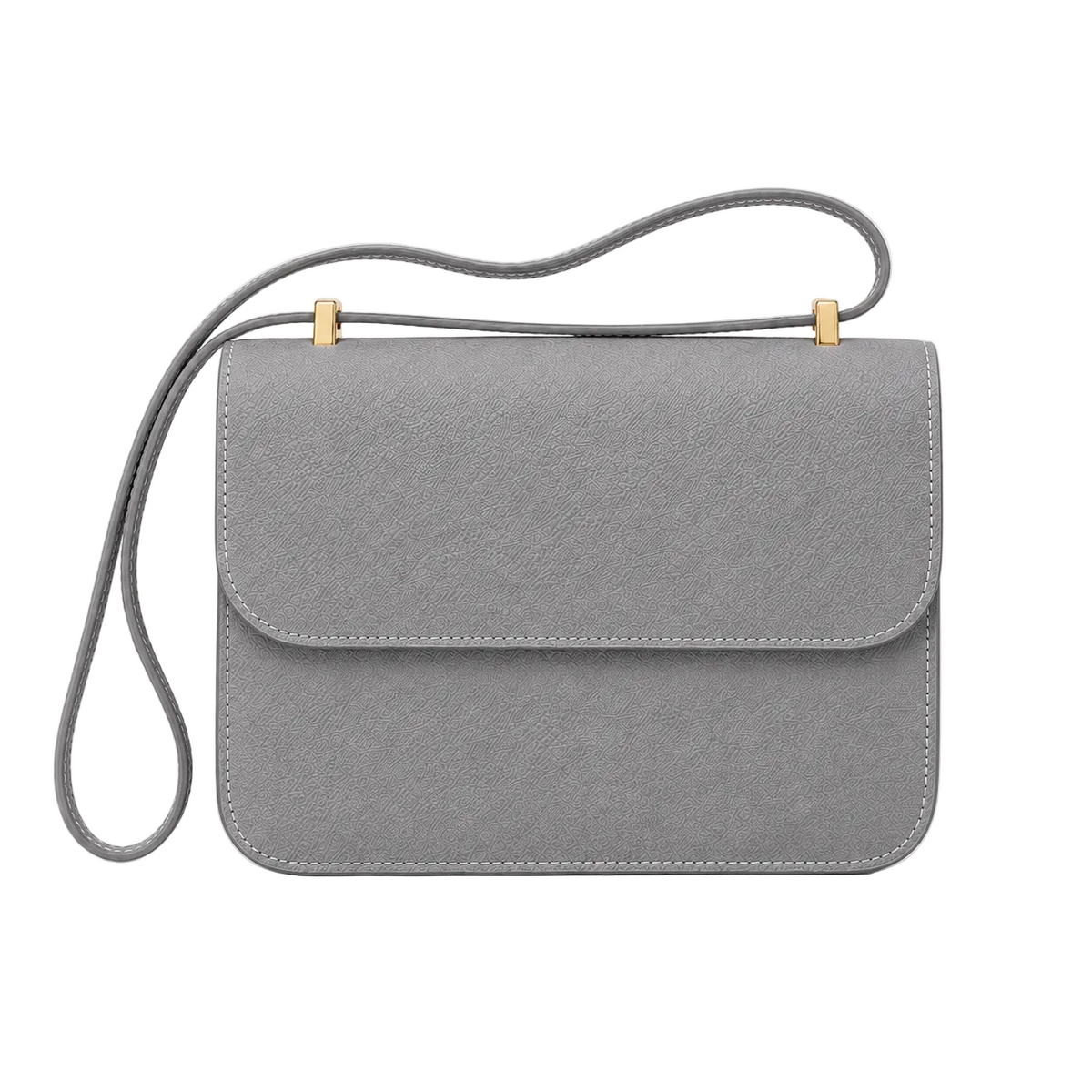 Grey Textured Flap Crossbody Shoulder Bag