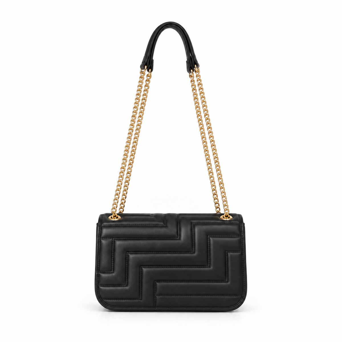 Black Quilted Chain Shoulder Handbag Purse