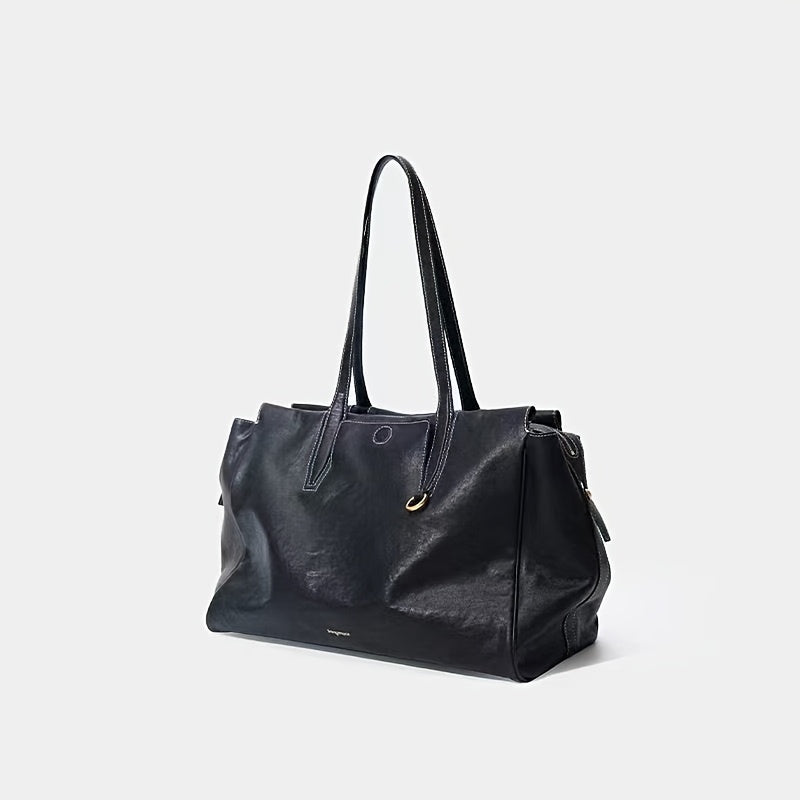 Luxury Genuine Leather Tote Bag - Spacious With Zipper Bag, Perfect for Women's Travel & Business
