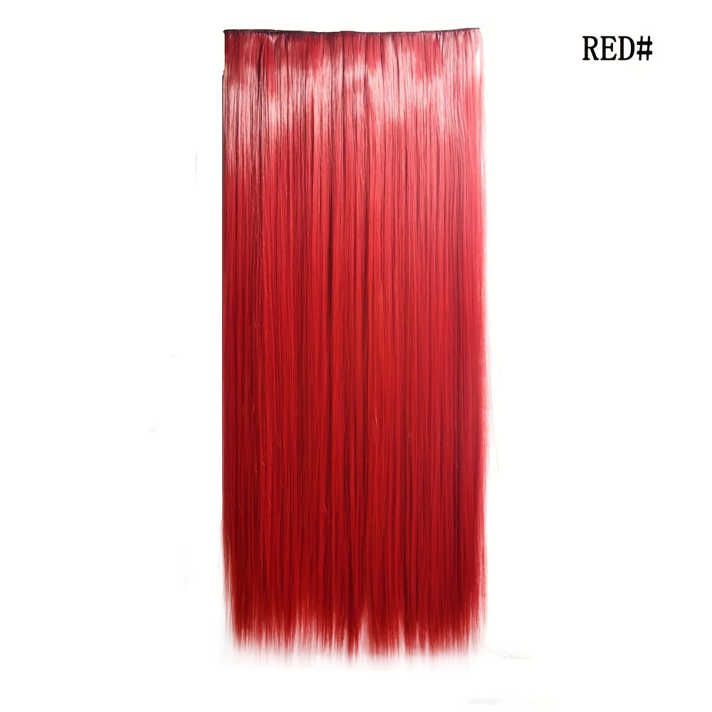 24 Inch Synthetic  5 Clips In Hair Extensions Long Straight High Temperature Fiber Colorful Hairpiece for Women