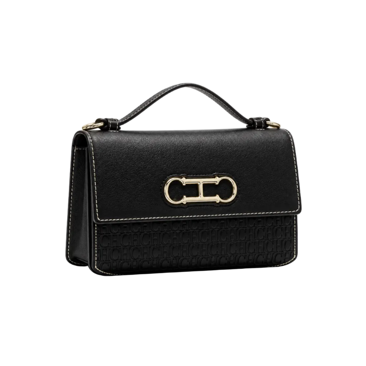 Elegant Black Embossed Leather Evening Clutch
