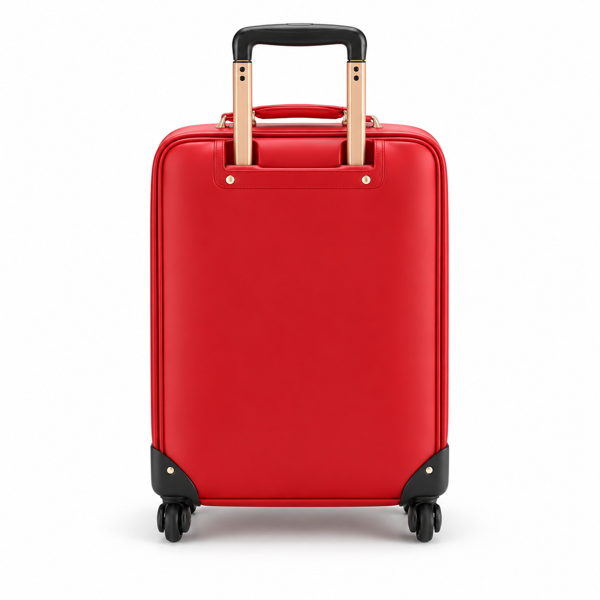 Elegant Red Leather Trolley Travel Suitcase