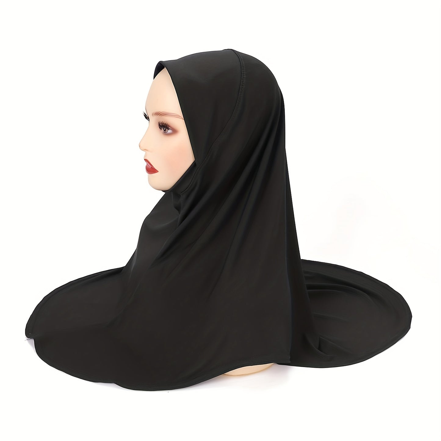 Arab Women's Headscarf Hat, High-Elasticity Yarn Scarf, Double-Layer Round-Edge Scarf / Integrated Convenient Solid Color Women'S Hijab - Easy to Wear for Outings During Ramadan
