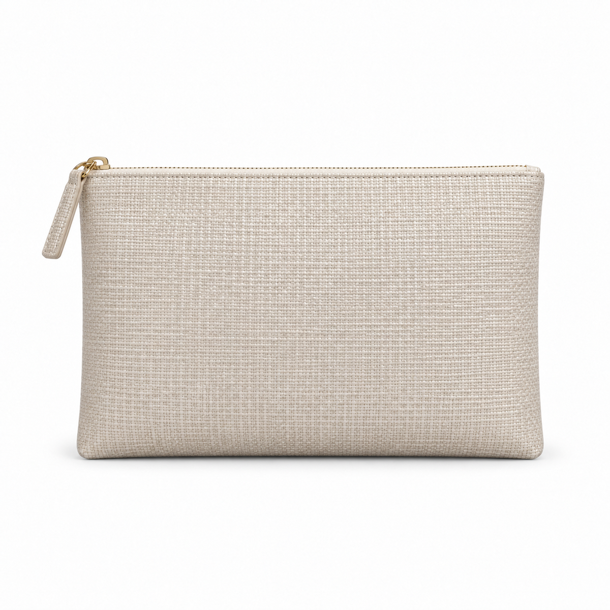 Ivory Woven Texture Zip Clutch Bag