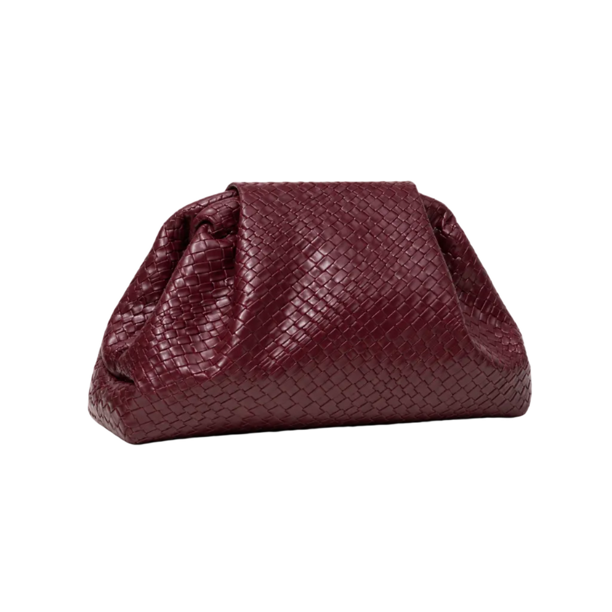 Elegant Burgundy Woven Pouch Clutch Bag