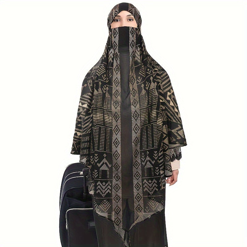 A Luxurious Women's Scarf in a Stylish Retro Elegant Design, Featuring Cold-Resistant And Warm Properties, Made of Pearl Chiffon with No Elasticity, Suitable for Muslim Khimar Hijab/Abaya.