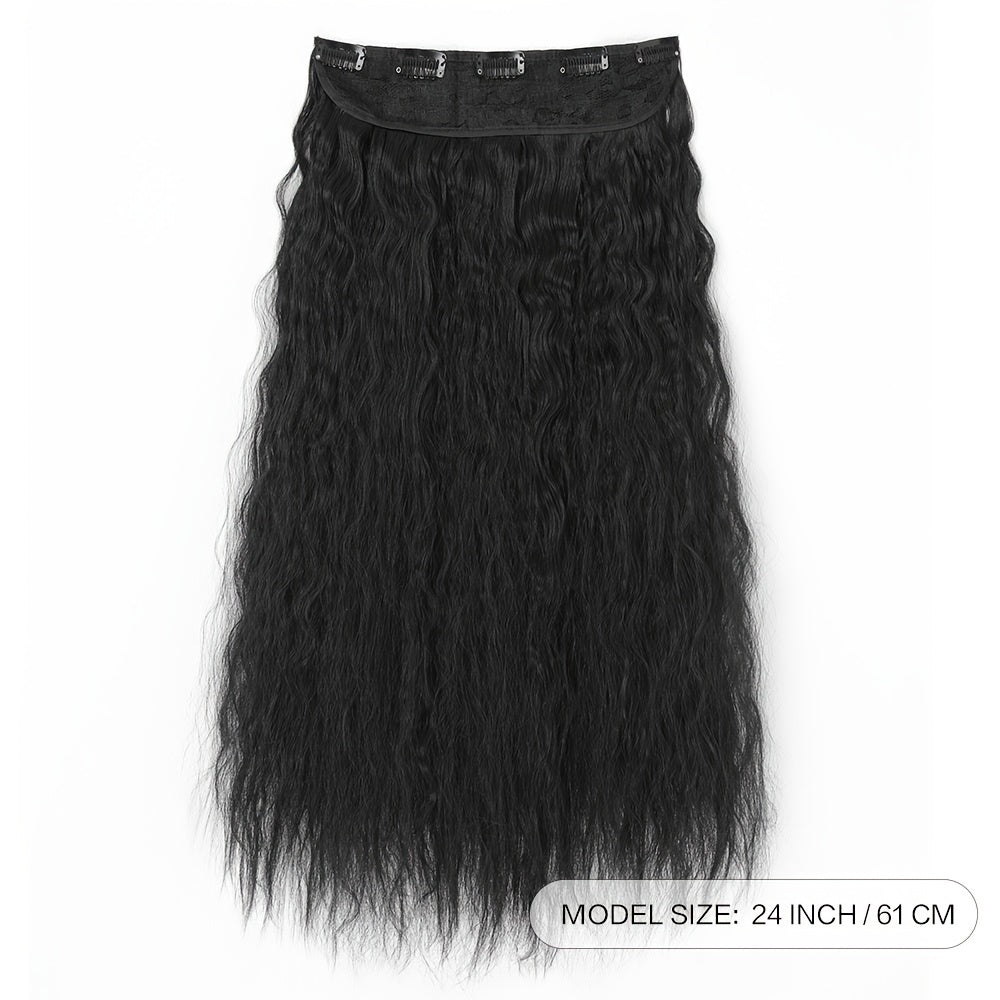 Ombre Colored 24-Inch Long Wavy Curly Synthetic Hair Extensions with a Clip Design
